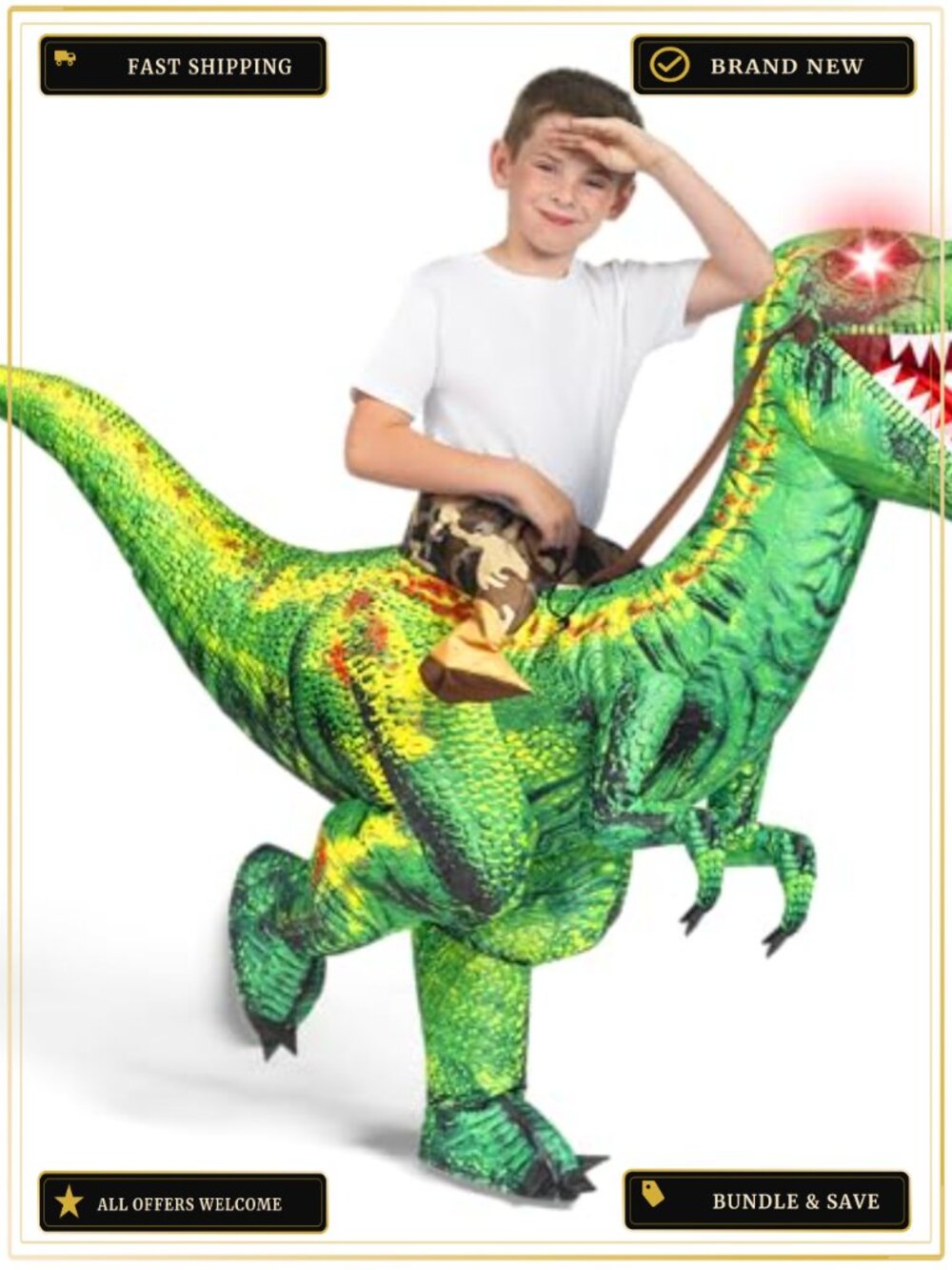 Inflatable Dinosaur Costume Kids Ride On Raptor Suit